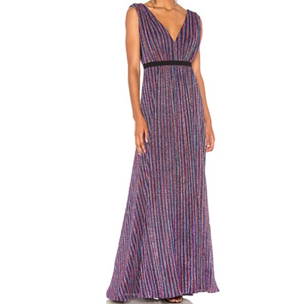 BCBGMAXAZRIA Metallic knit long dress